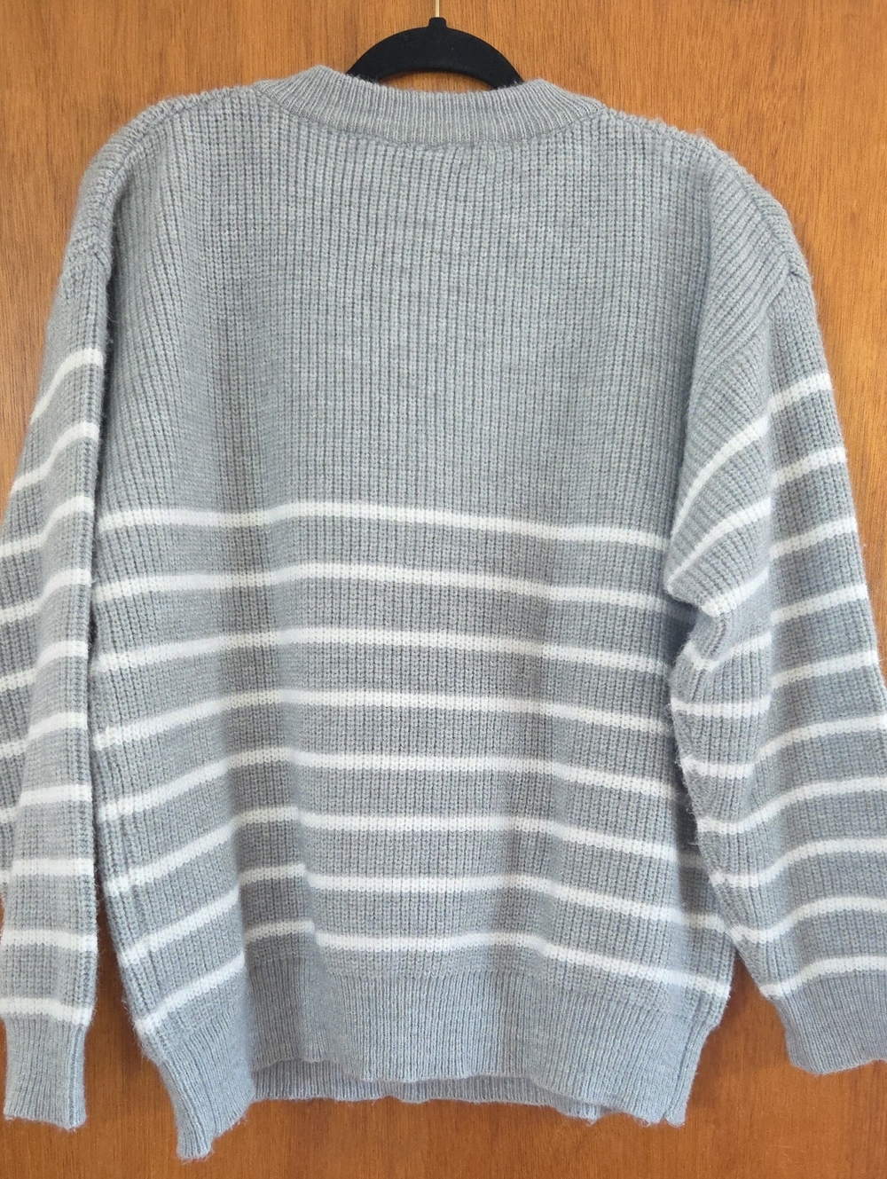 Women's Grey Ans White Striped Half-Zip Sweater - Picture 3 of 8